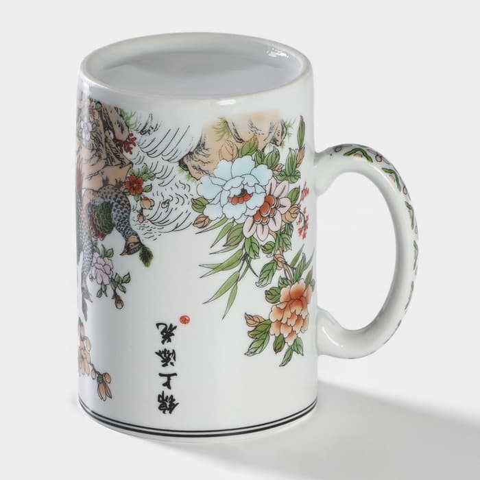 Кружка ситом «Цветы», 300 мл, керамика, белая