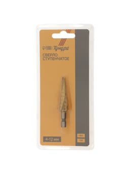 Сверло ступенчатое ТУНДРА ПРОФИ, HSS, TiN, спиральный профиль, шестигран. хвостовик, 4-12 мм