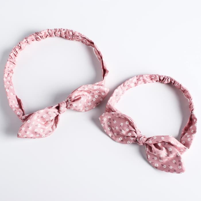 Повязка на голову для мамы и дочки M&B «Family look: цветочек» 2 шт., розовый