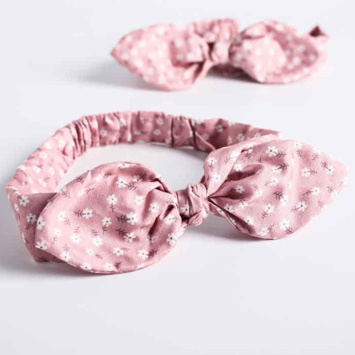 Повязка на голову для мамы и дочки M&B «Family look: цветочек» 2 шт., розовый