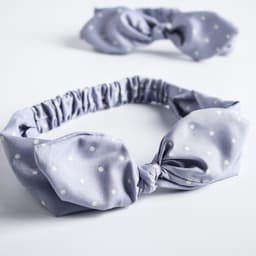 Повязка на голову для мамы и дочки M&B «Family look: горошек» 2 шт., серый