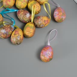 Подвесное украшение пасхальное «Яйцо: петушок с цыплятами», набор 12 шт., яйцо 3×4 см