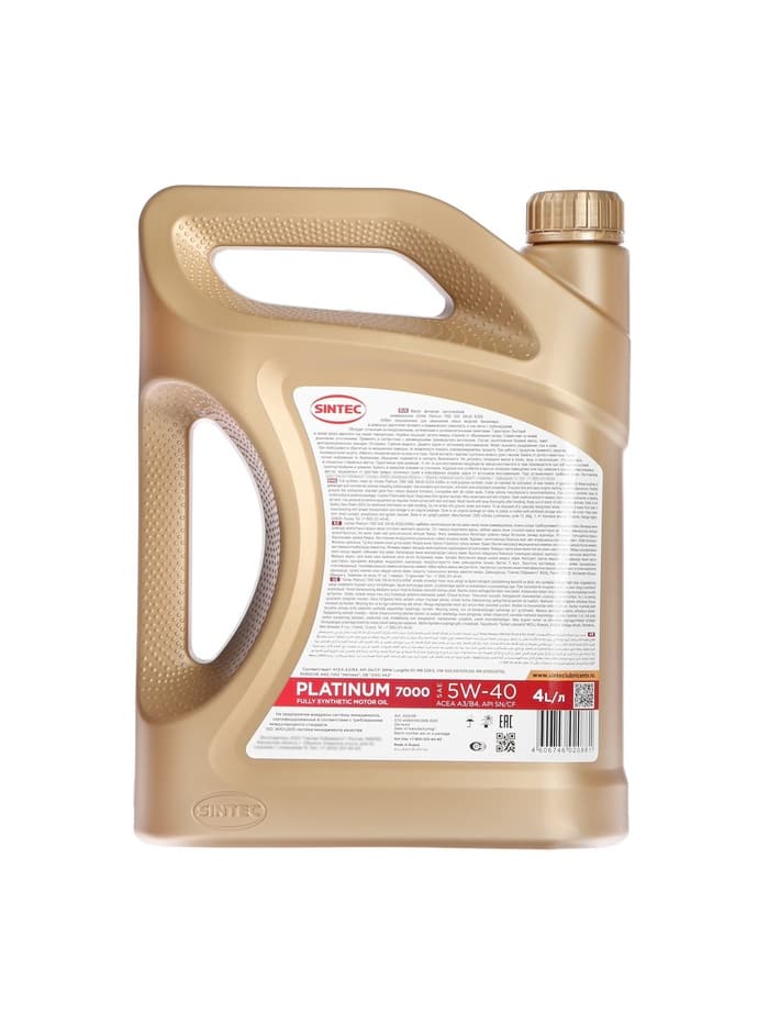 Масло моторное Sintec Platinum 7000 5W-40, SN/CF, синтетическое, 801941/600139, 4 л
