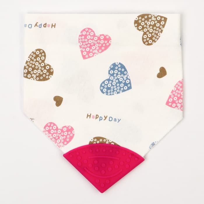 Нагрудник-бандана/слюнявчик для кормления Крошка Я, непромокаемый, с прорезывателем, на кнопке, розовый, МИКС