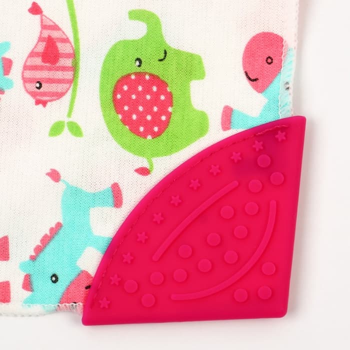 Нагрудник-бандана/слюнявчик для кормления Крошка Я, непромокаемый, с прорезывателем, на кнопке, розовый, МИКС