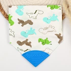 Нагрудник-бандана/слюнявчик для кормления непромокаемый с прорезывателем на кнопке, голубой, МИКС