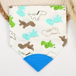 Нагрудник-бандана/слюнявчик для кормления непромокаемый с прорезывателем на кнопке, голубой, МИКС