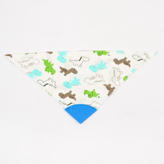 Нагрудник-бандана/слюнявчик для кормления непромокаемый с прорезывателем на кнопке, голубой, МИКС