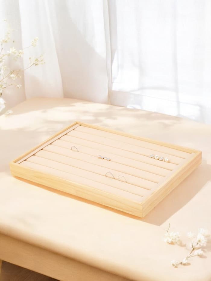 Подставка для украшений QF, 7 полос, 35×24×3 см, бежевая