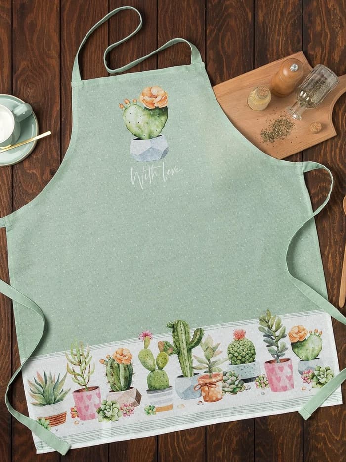 Фартук кухонный «Этель. Кактусы» 70×60 см, 100% хлопок, рогожка 160 г/м²