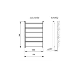 Полотенцесушитель электрический ТЕРА «Ребро», 500×800 мм, d=25