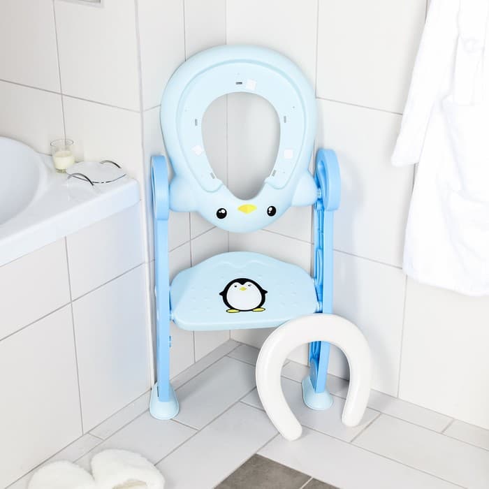 Детская накладка - сиденье на унитаз «Пингвин», голубая