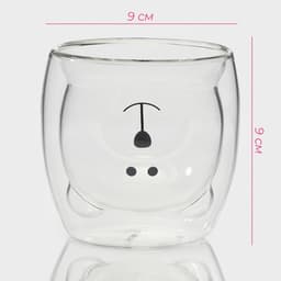 Стакан Доляна «Медведь», 200 мл, 9×9 см, с двойными стенками, стекло, прозрачный