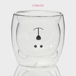 Стакан Доляна «Медведь», 200 мл, 9×9 см, с двойными стенками, стекло, прозрачный