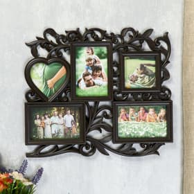 Фоторамка - коллаж на 5 фото «С сердцем», венге, (пластиковый экран)