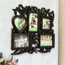 Фоторамка - коллаж на 5 фото «С сердцем», венге, (пластиковый экран)