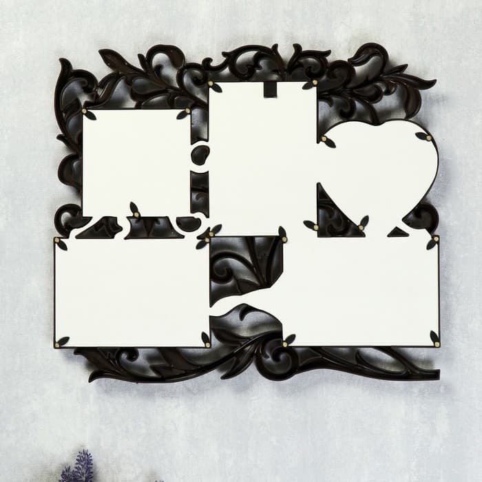 Фоторамка - коллаж на 5 фото «С сердцем», венге, (пластиковый экран)