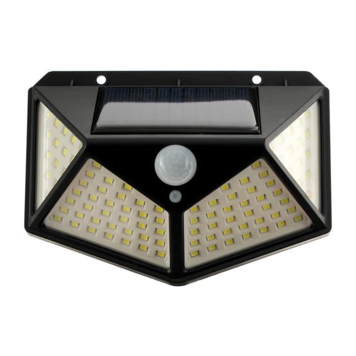 Садовый светильник, уличный, на солнечной батарее с датчиком движения, накладной, 100 LED, свечение белое