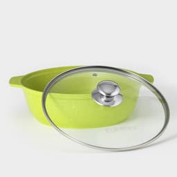 Кастрюля-жаровня KUKMARA Trendy style, 3 л, d=26 см, h=9 см, антипригарное покрытие, стеклянная крышка, зелёная