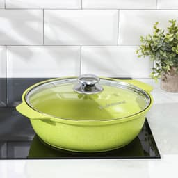 Кастрюля-жаровня KUKMARA Trendy style, 3 л, d=26 см, h=9 см, антипригарное покрытие, стеклянная крышка, зелёная