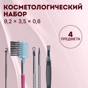 Набор косметологический, 4 предмета, серебристый