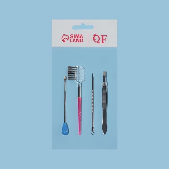 Набор косметологический, 4 предмета, серебристый