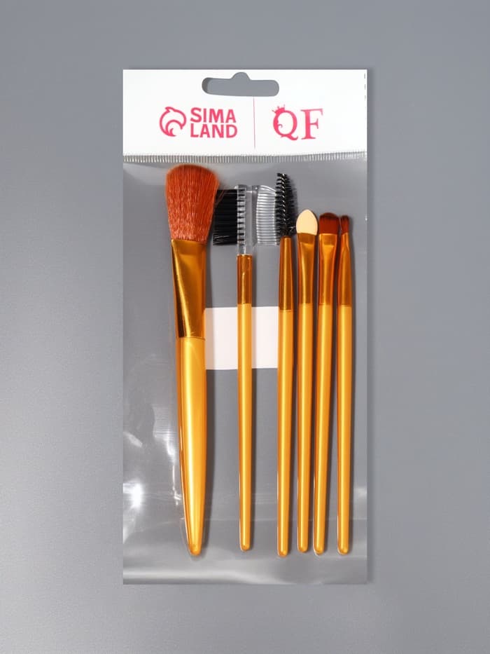 Набор кистей для макияжа, 6 предметов, цвет золотистый