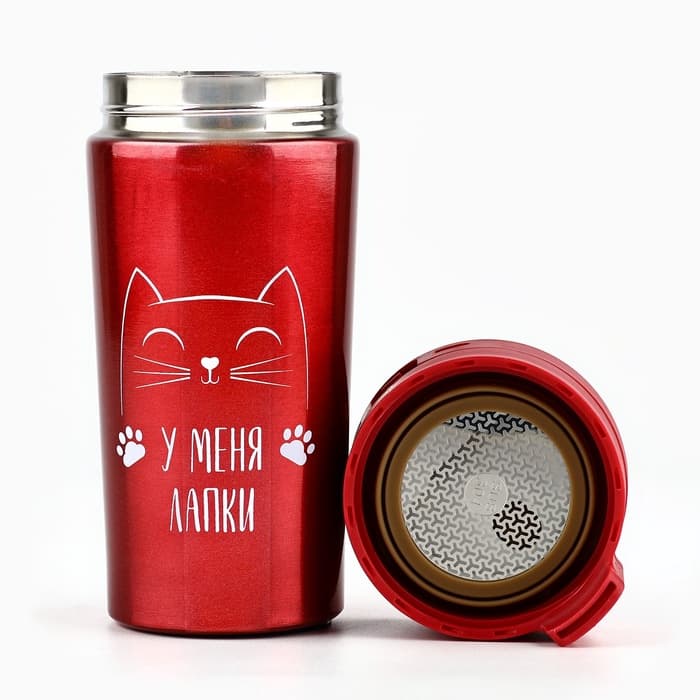 Термокружка с кнопкой «У меня лапки», 350 мл, сохраняет тепло 6 ч