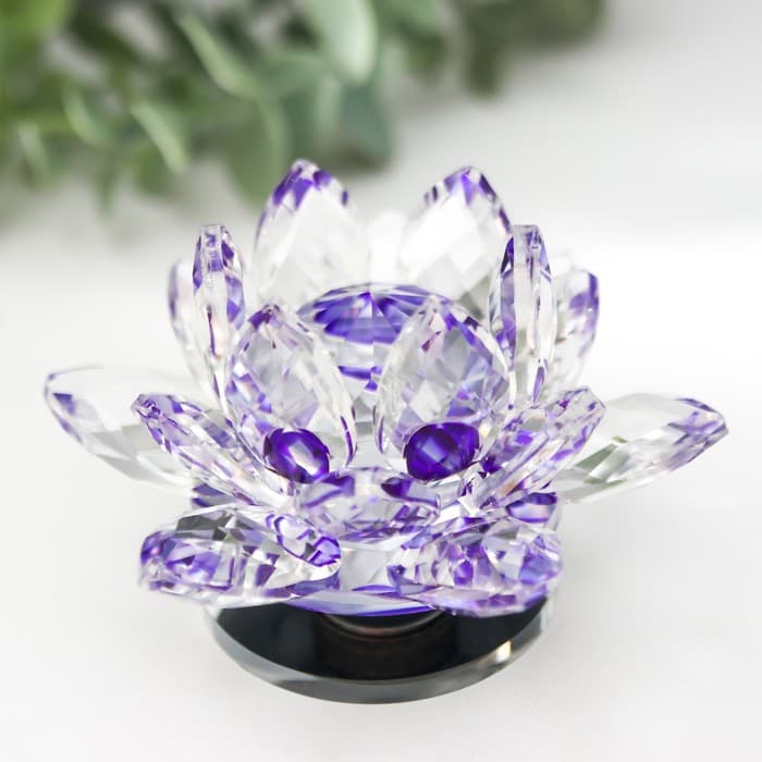 Фигурка стекло «Фиолетовый лотос на подставке», вращается 5.5×9×9 см
