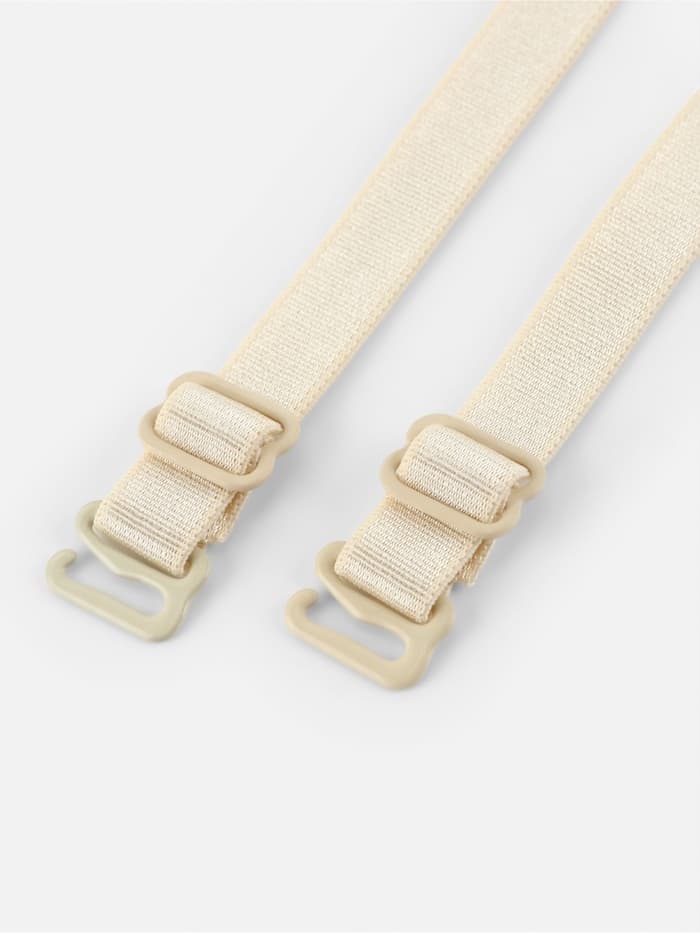 Лямки для бюстгальтера, текстильные, 1 см, 37 см, пара, бежевые
