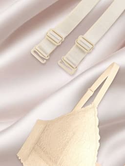 Лямки для бюстгальтера, текстильные, 1.5 см, 37 см, пара, бежевые