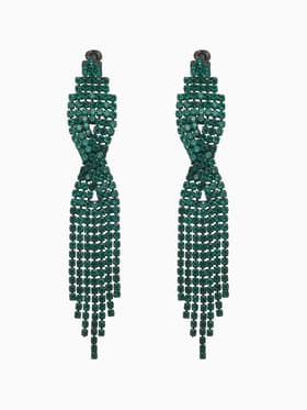 Серьги висячие со стразами «Маскарад», икс, зелёные, 9 см