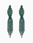 Серьги висячие со стразами «Маскарад», икс, зелёные, 9 см