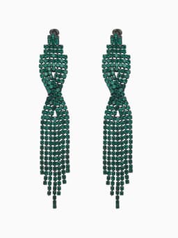 Серьги висячие со стразами «Маскарад», икс, зелёные, 9 см