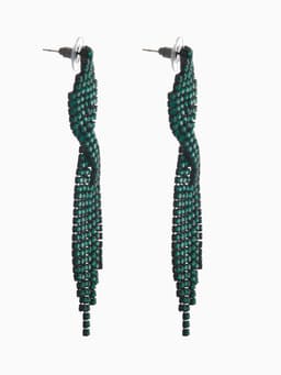 Серьги висячие со стразами «Маскарад», икс, зелёные, 9 см