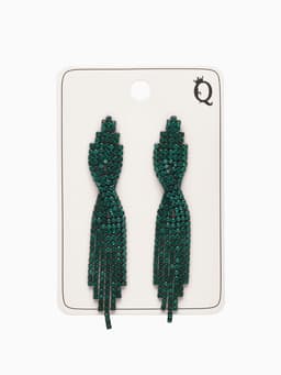 Серьги висячие со стразами «Маскарад», икс, зелёные, 9 см
