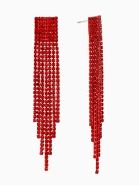 Серьги висячие со стразами «Маскарад» ступенька, цвет красный, 9.7 см