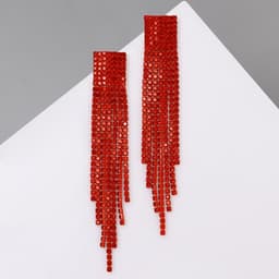 Серьги висячие со стразами «Маскарад» ступенька, цвет красный, 9.7 см