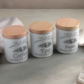 Банки для хранения сыпучих Sugar Coffee Tea, 1.2 л, 10.5×14 см, 3 шт., жесть, серые