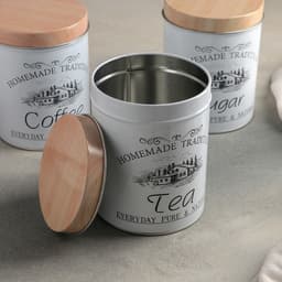 Банки для хранения сыпучих Sugar Coffee Tea, 1.2 л, 10.5×14 см, 3 шт., жесть, серые