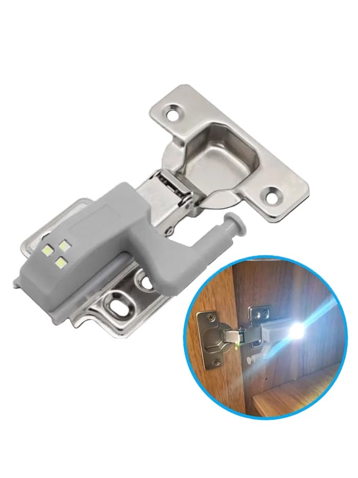 Светильник на мебельную петлю, 3 LED, 0.25 Вт, 6500 К, с батарейкой, свечение холодное белое