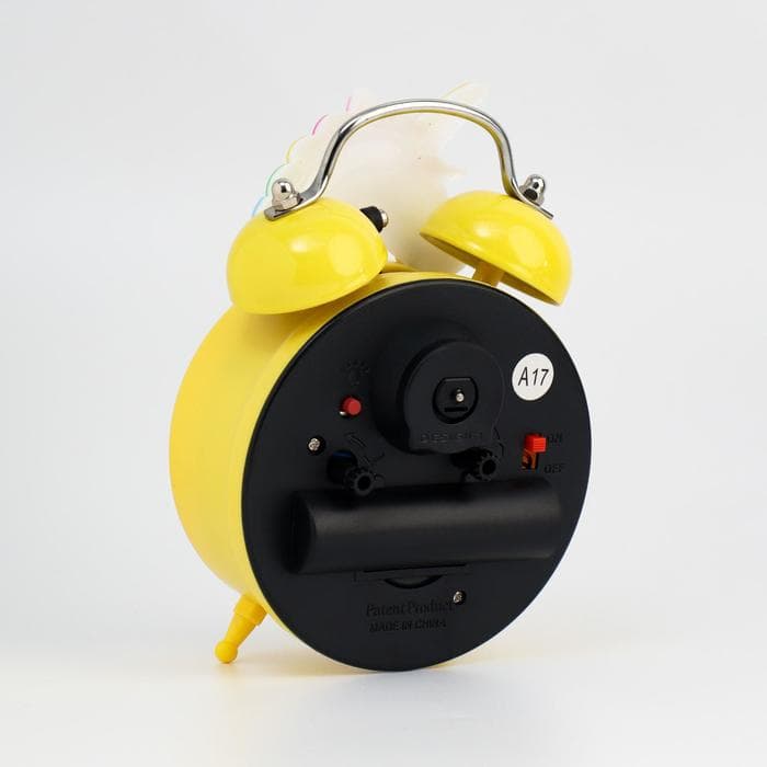 Часы-будильник настольные детские «Единорог», плавный ход, d=6.5 см, 12.5×7.5×5 см, жёлтые