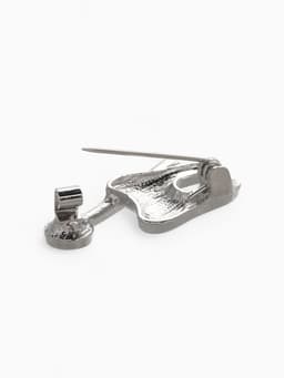 Брошь «Зуб с зеркалом», белая в серебре