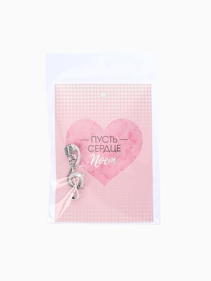 Брошь «Ретро микрофон с нотой», цвет серебро