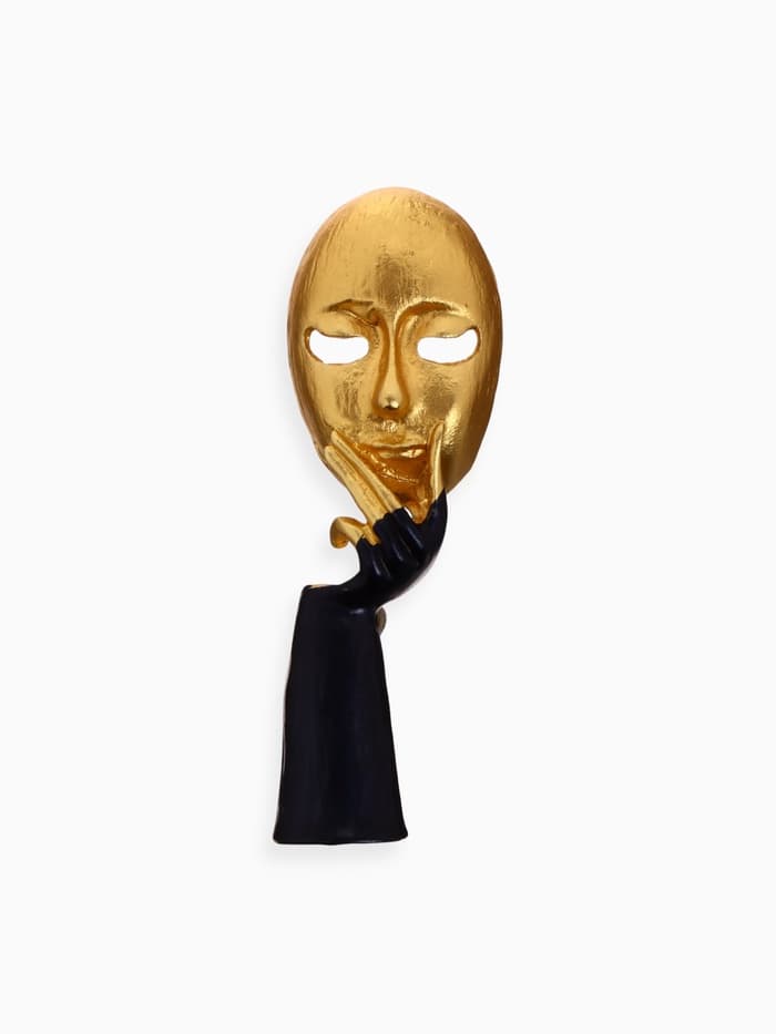 Брошь «Маска» личности, цвет чёрный в матовом золоте