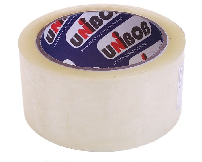 Клейкая лента UNIBOB 48 мм×66 м 45 мкм, прозрачная, индивидуальная упаковка