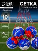 Сетка для переноски мячей ONLYTOP, на 10 мячей, нить 4 мм, 1.1 м, бело-красная