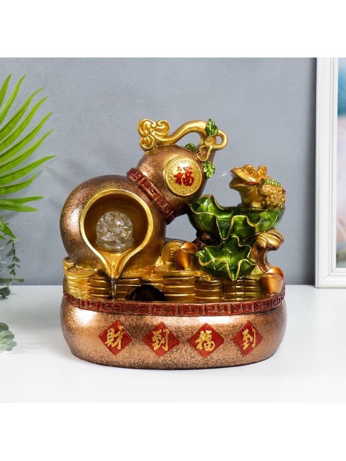 Фонтан настольный с подсветкой «Жаба и Хулу», от сети, 31×31×20 см