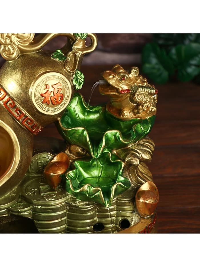 Фонтан настольный с подсветкой «Жаба и Хулу», от сети, 31×31×20 см