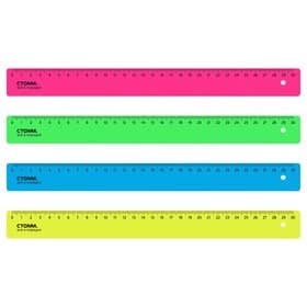 Линейка 30 см Стамм Neon, пластиковая, непрозрачная, неоновые цвета, европодвес, микс (цена за 1 шт.)